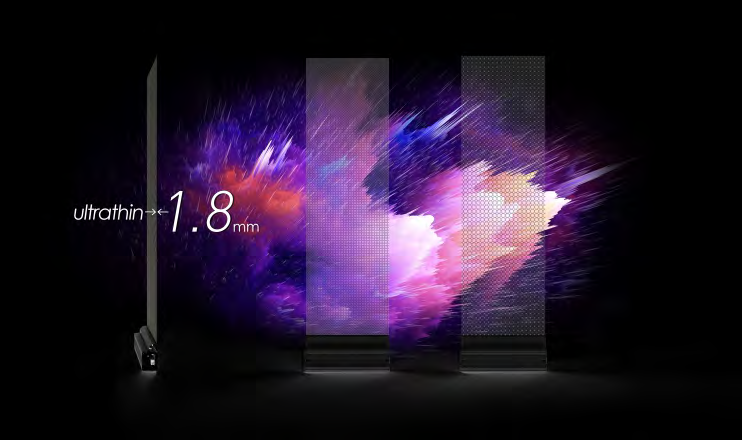 Side view showing the thinness of the display module
