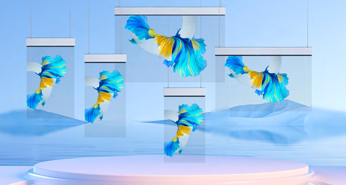 Freestanding transparent LED posters
